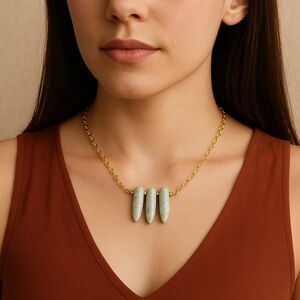 Sesame Jasper Stone Gold Chain Necklace